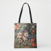 Cute Chipmunk William Morris Inspired Floral Tasche (Vorderseite)