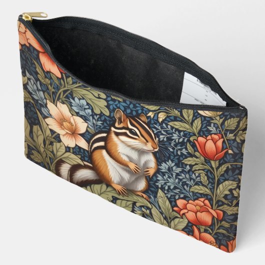 Cute Chipmunk William Morris Inspired Floral Zubehörtasche (Offen)