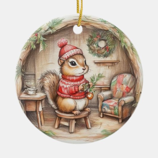 Cute Chipmunk with Message Christmas Ornament (Vorne)