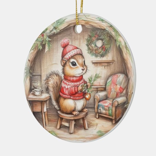 Cute Chipmunk with Message Christmas Ornament (Links)