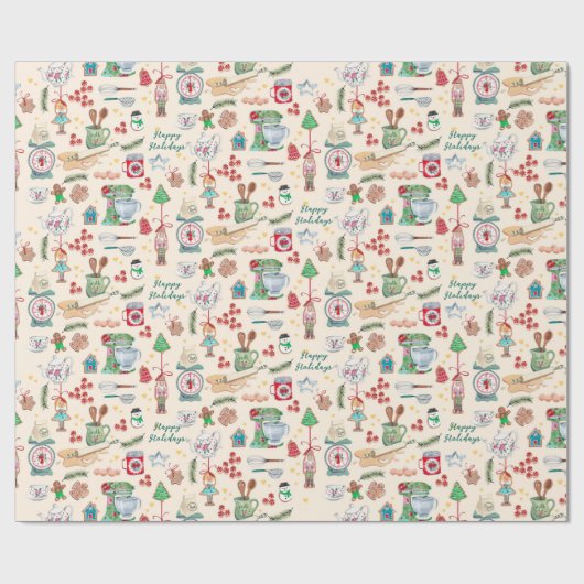 Cute Chirstmas Nutcracker Cookies Custom Name Geschenkpapier (Flach)