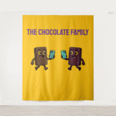 Cute Chocolate Bar with Phone Funny Tapestry Wandteppich (Vorderseite)