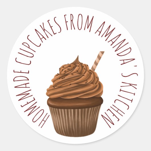 Cute Chocolate hausgemachte Cupcakes Stickers (Vorderseite)