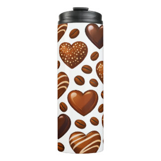 Cute Chocolate Hearts Water Bottle - Travel Thermo Thermosbecher