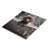 Cute Chocolate Lab Puppy Dog Spa Bubble Bath Fliese (Seite)