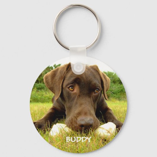 Cute Chocolate Labrador Custom Keychain Schlüsselanhänger (Vorderseite)