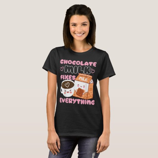 Cute Chocolate Milk Kawaii Design T-Shirt (Vorne ganz)