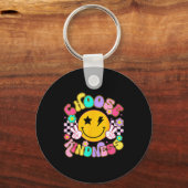 Cute Choose Kindness Groovy Smile Face Insrational Schlüsselanhänger (Vorderseite)