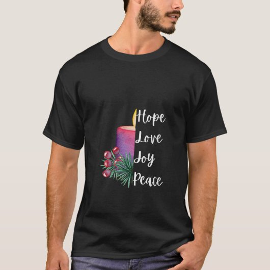 Cute Christian Advent candle Hope love joy peace C T-Shirt (Vorderseite)