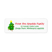 Cute Christmas Address Label with Fun Cartoon Tree (Vorne)
