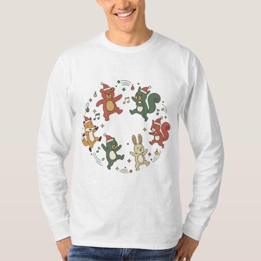 Cute Christmas Animals Dancing T-Shirt (Vorderseite)