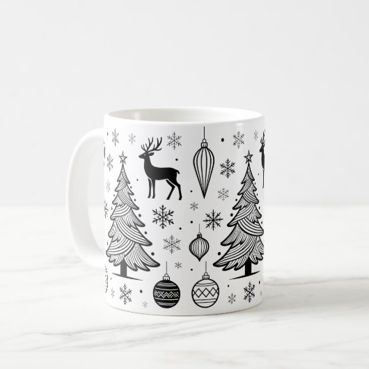 Cute Christmas Animals Illustration Kaffeetasse (Vorderseite Links)