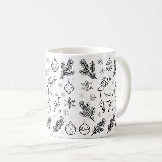 Cute Christmas Animals Illustration mugs Kaffeetasse (VorderseiteRechts)