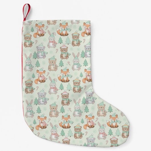 Cute Christmas Animals Seamless Pattern Kleiner Weihnachtsstrumpf (Vorderseite)