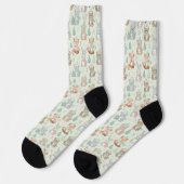 Cute Christmas Animals Seamless Pattern Socken (Linkes Detail)