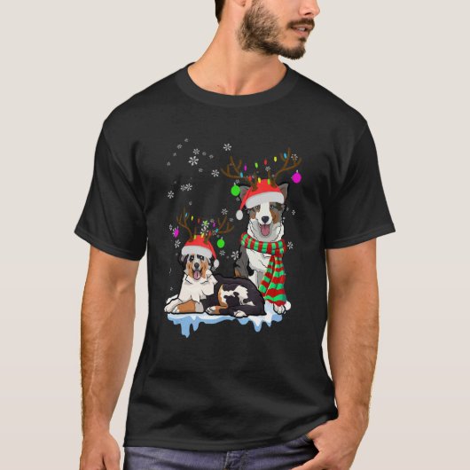 Cute Christmas Australian Shepherd Santa Hats Rein T-Shirt (Vorderseite)