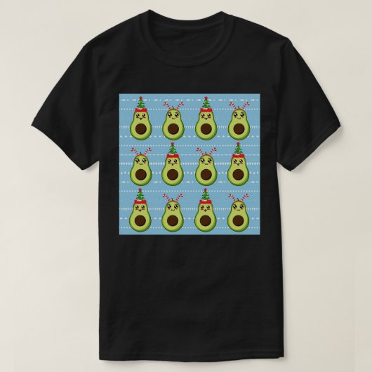 Cute Christmas Avocado Pattern T-Shirt (Design vorne)