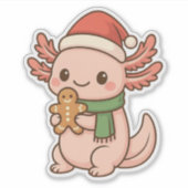 Cute Christmas Axolotl Sticker Kawaii Gingerbreard (Vorderseite)