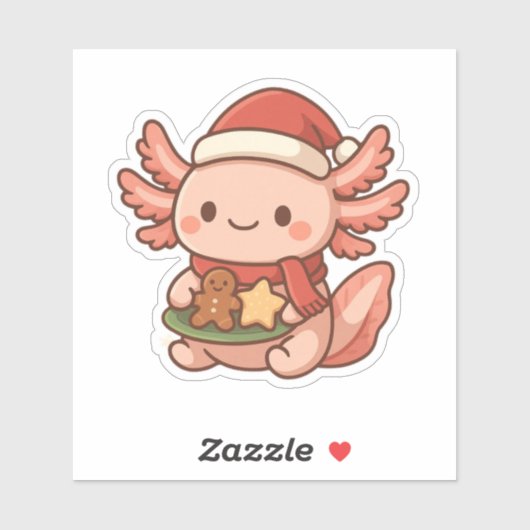 Cute Christmas Axolotl Sticker | Kawaii Holiday  (Blatt)