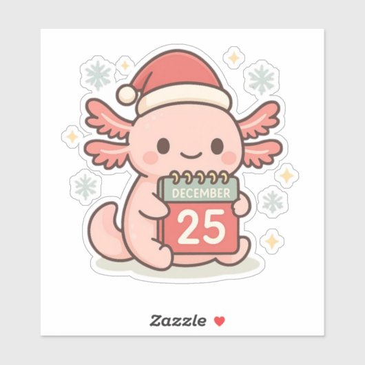 Cute Christmas Axolotl Sticker | Kawaii Holiday (Blatt)