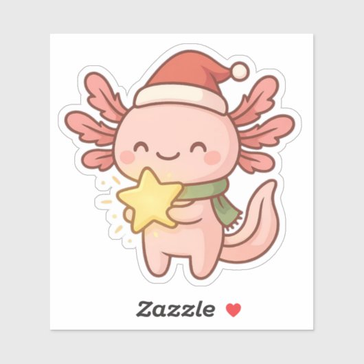 Cute Christmas Axolotl Sticker Kawaii Star Holiday (Blatt)