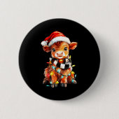 Cute Christmas Baby Highland Cow F Thanksgiving  Button (Vorderseite)