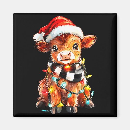 Cute Christmas Baby Highland Cow F Thanksgiving  Magnet (Vorne)