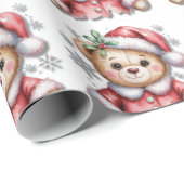 Cute Christmas Bear and Snowflakes Baby Shower  Geschenkpapier (Rolleneckpunkt)