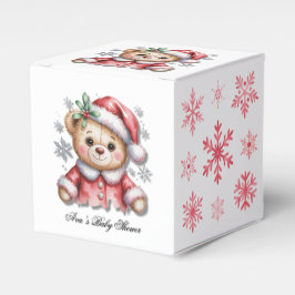 Cute Christmas Bear and Snowflakes Baby Shower Geschenkschachtel