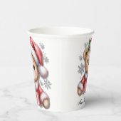 Cute Christmas Bear and Snowflakes Baby Shower Pappbecher (Rechts)