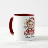 Cute Christmas Bear and Snowflakes Baby Shower  Tasse (Vorderseite Links)