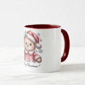 Cute Christmas Bear and Snowflakes Baby Shower Tasse (VorderseiteRechts)