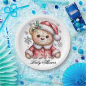 Cute Christmas Bear and Snowflakes Pappteller (Party)