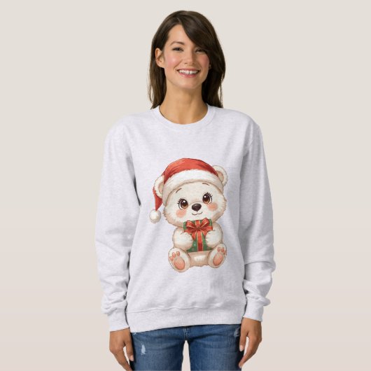 Cute Christmas Bear Illustration Sweatshirt (Vorne ganz)