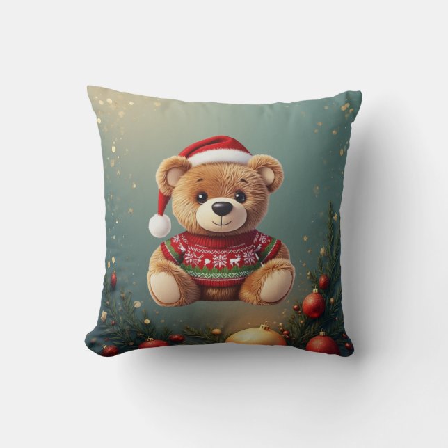 Cute Christmas Bear Pillow Kissen (Vorderseite)