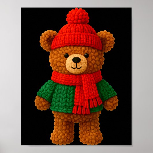 Cute Christmas Bear Winter Snow Poster (Vorne)