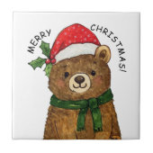 Cute christmas bear with santa hat fliese (Vorderseite)