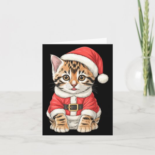 Cute Christmas Bengal Cat Santa Karte (Vorderseite)