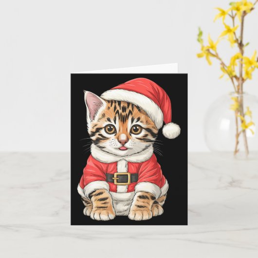 Cute Christmas Bengal Cat Santa  Karte (Gelbe Blume)
