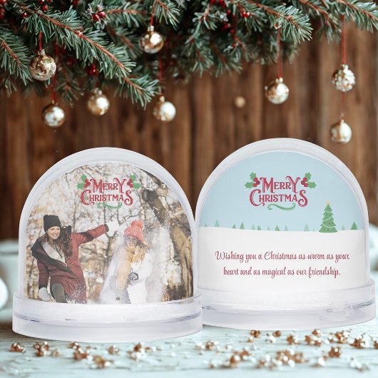 Cute christmas best friends custom photo & message schneekugeln