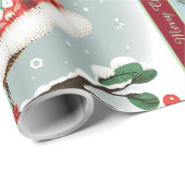 Cute Christmas Birds Wrapping Paper Geschenkpapier (Rolleneckpunkt)