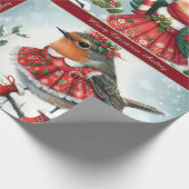 Cute Christmas Birds Wrapping Paper Geschenkpapier (Ecke)