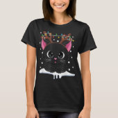 Cute Christmas Black Cat Design T-Shirt (Vorderseite)
