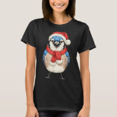 Cute Christmas Blue Jay Santa Bird Watching  T-Shirt (Vorderseite)