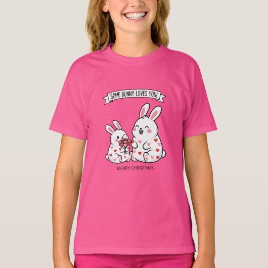 Cute Christmas Bunny Kids T-Shirt  (Vorderseite)