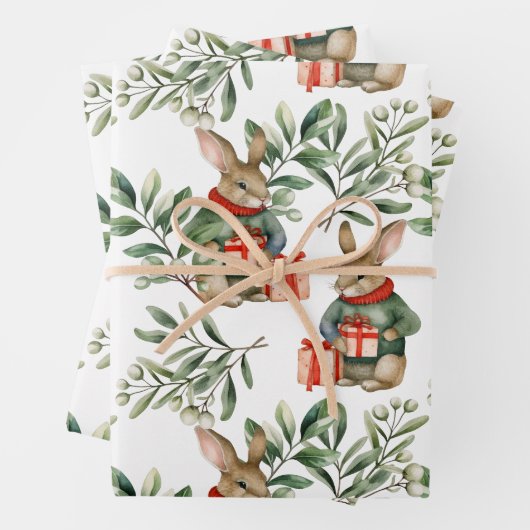 Cute Christmas Bunny Wrapping Paper Geschenkpapier Set (Beispiel)