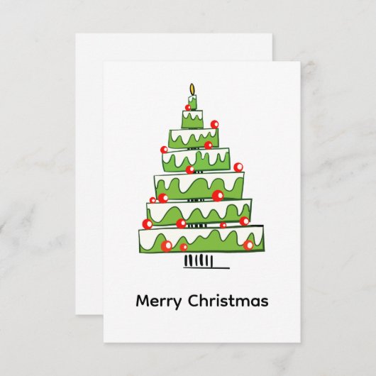 Cute Christmas Cake Tree – Minimal Holiday Dankeskarte (Vorne/Hinten)