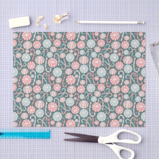 Cute Christmas Candy Canes Abstract Pattern Seidenpapier (Handwerk)