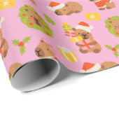 Cute Christmas Capybara Geschenkpapier (Rolleneckpunkt)