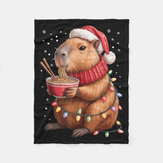 Cute Christmas Capybara With Ramen Bowl Holiday Te Fleecedecke (Vorderseite)